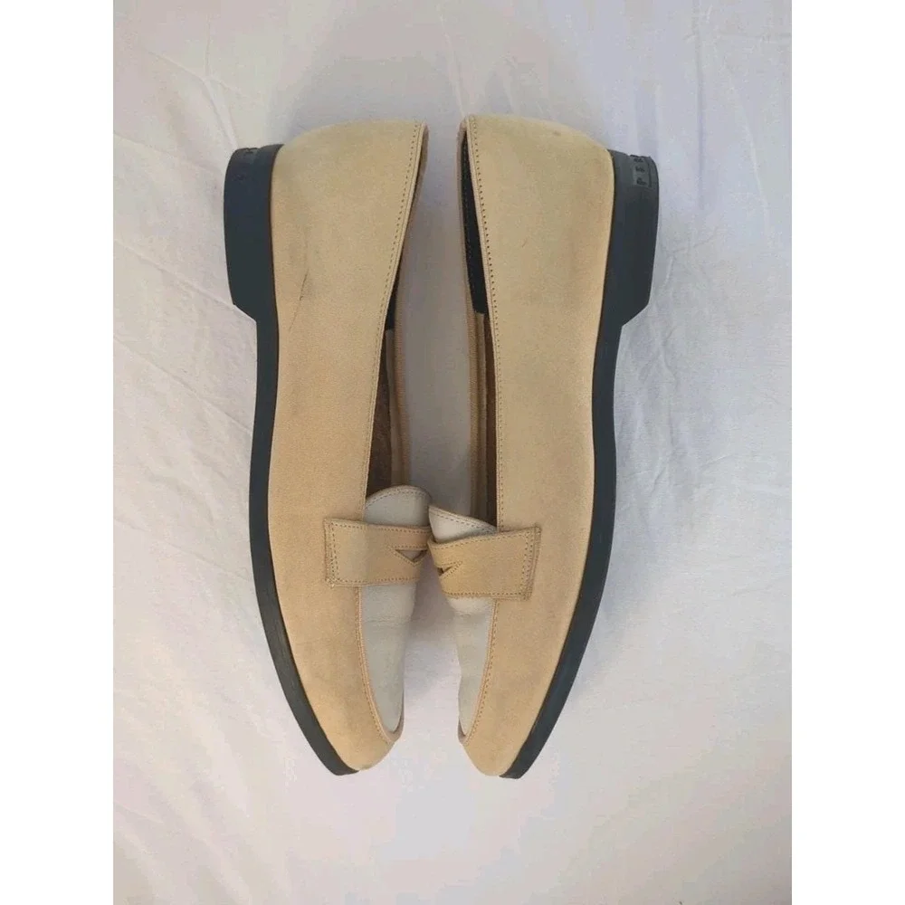 Vtg‎ Perry Ellis Penny Loafers Cream White Two Tone Old Money Preppy Academia